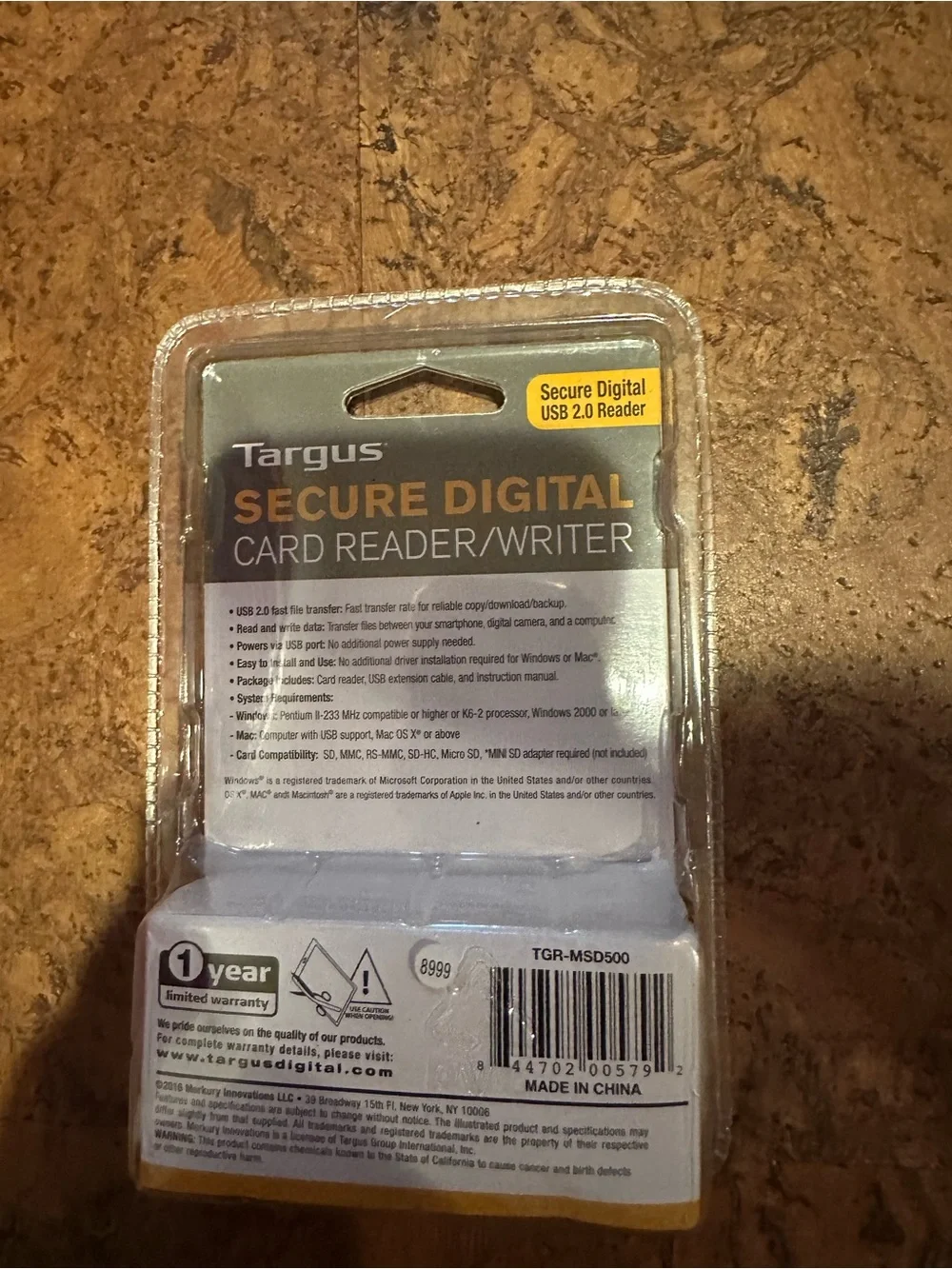 Black Secure Digital USB Card Reader/Writer